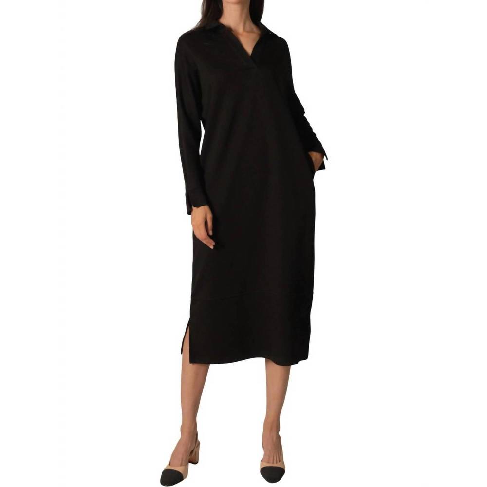 NEW BEFORE YOU butter modal collared dress in black